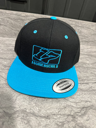 Black and Neon Blue Flat Bill