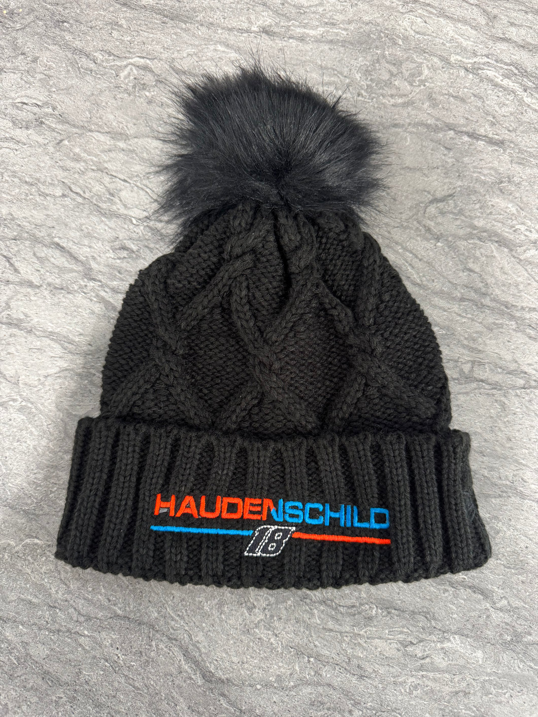 2026 New Era Black Fur Puff Beanie