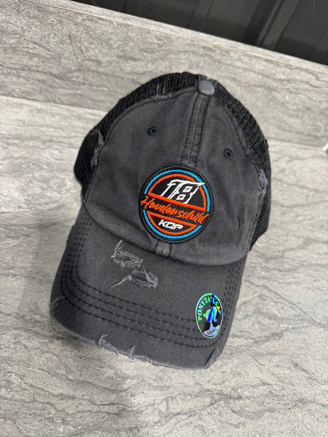 2026 18 Distressed Pony Tail Hat